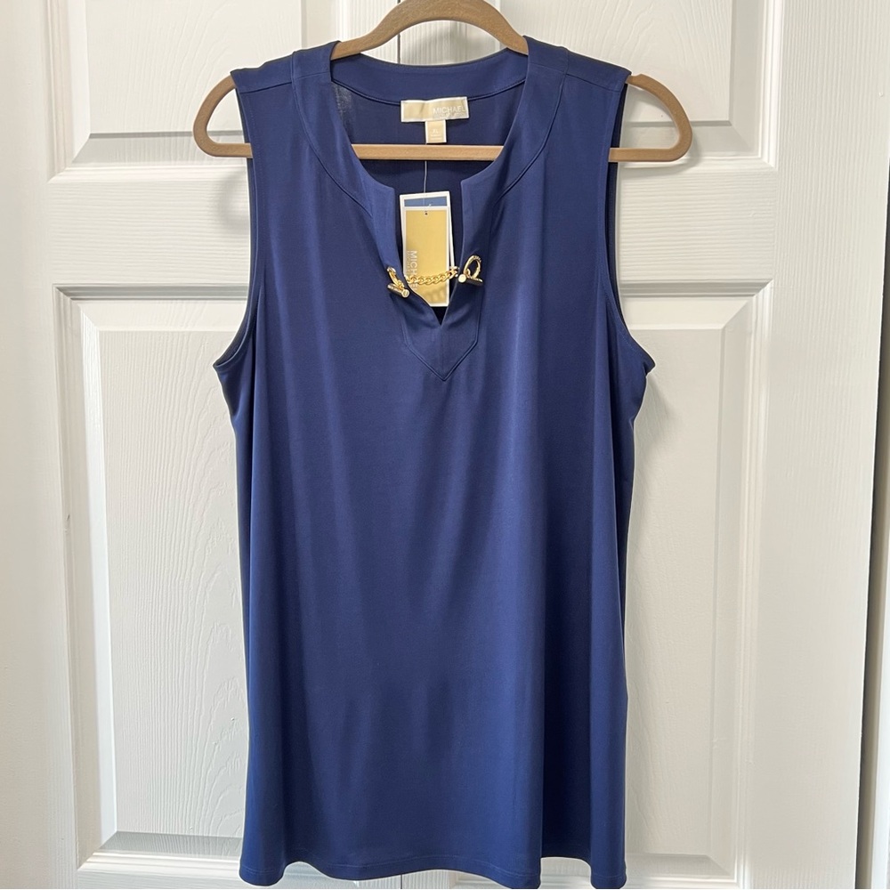 MICHAEL by Michael Kors Navy Sleeveless Tunic Top Sz XL